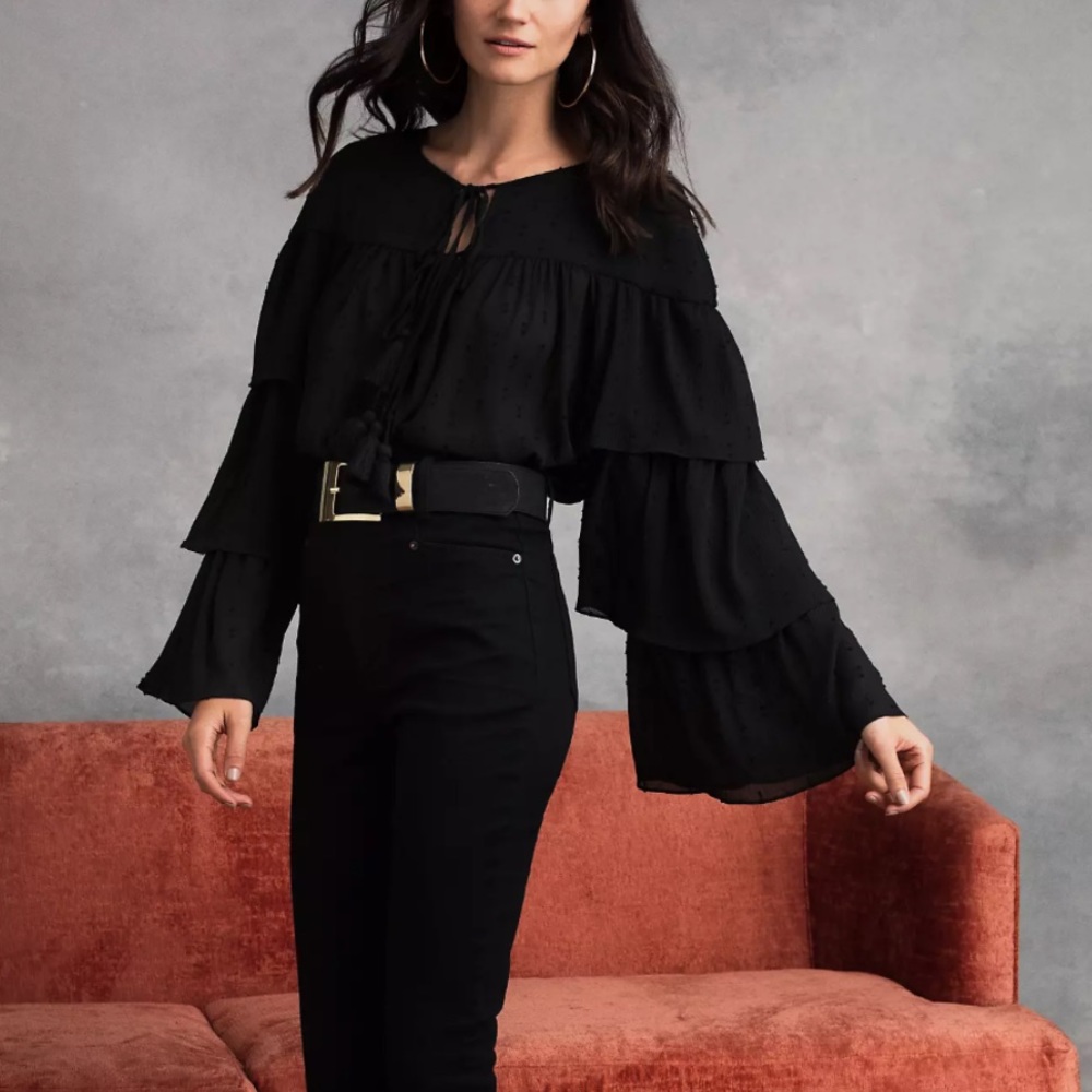 Ruffle long sleeve crop blouse